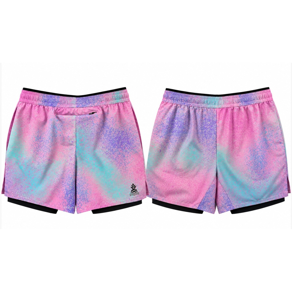 Chubbies Ultimate Training Shorts M Pink Blue Splatter 5.5 Compression Liner